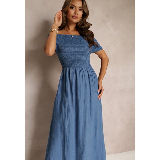 Niebieska Rozkloszowana Sukienka Hiszpanka Brittyn Renee XL/XXL Renee odzież
