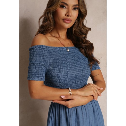 Niebieska Rozkloszowana Sukienka Hiszpanka Brittyn Renee XL/XXL Renee odzież