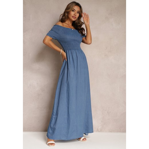 Niebieska Rozkloszowana Sukienka Hiszpanka Brittyn Renee M/L Renee odzież