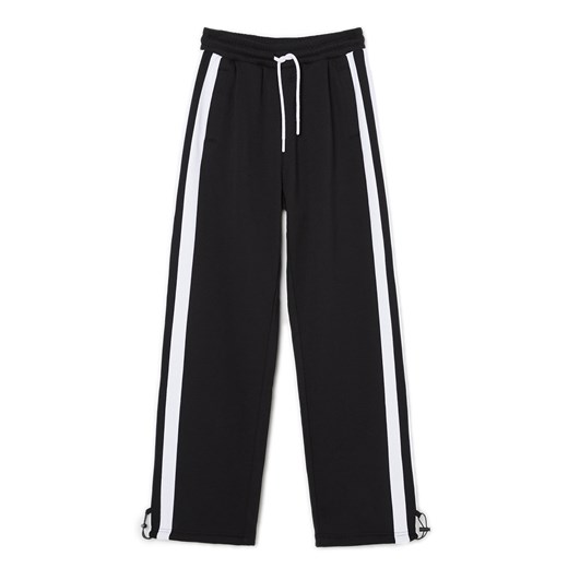 Cropp - Dresowe spodnie z lampasami - czarny Cropp XL Cropp okazja