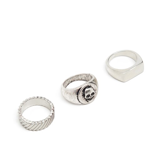 Cropp - 3 pack męskich pierścionków - srebrny Cropp L/XL okazyjna cena Cropp