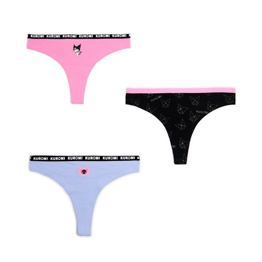 Cropp - 3 pack majtek stringów Kuromi - wielobarwny Cropp M Cropp