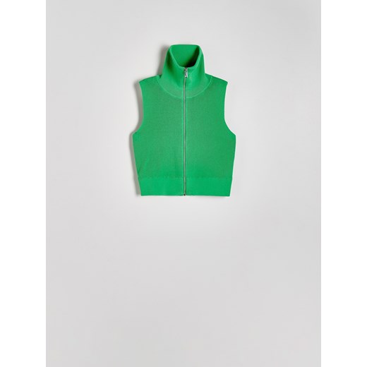 Reserved - Dzianinowa kamizelka - zielony ze sklepu Reserved w kategorii Swetry damskie - zdjęcie 172082198