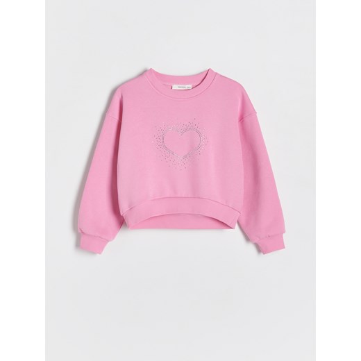 Reserved - Bluza z apikacją - różowy ze sklepu Reserved w kategorii Bluzy dziewczęce - zdjęcie 172082366