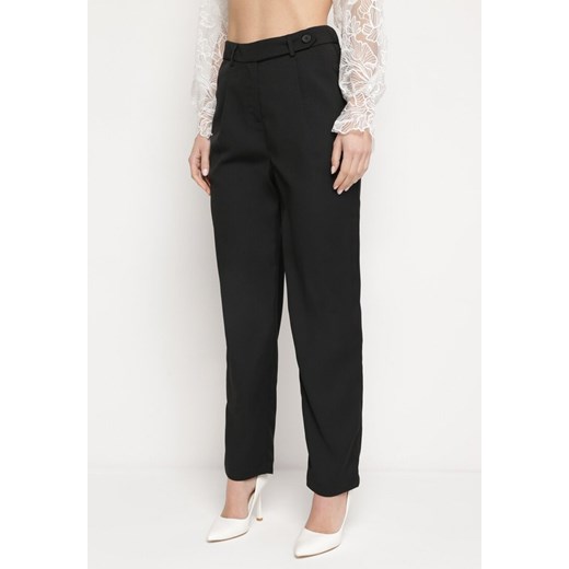 Czarne Spodnie Regular z Wyższym Stanem i Prostymi Nogawkami Arcadiasa ze sklepu Born2be Odzież w kategorii Spodnie damskie - zdjęcie 172083469