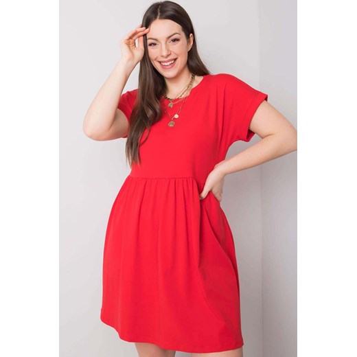Bawełniana sukienka luźna plus size czerwona ze sklepu 5.10.15 w kategorii Sukienki - zdjęcie 172084167