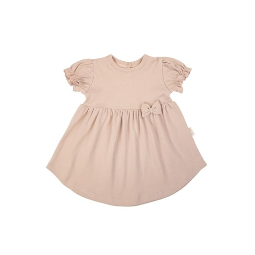 Beżowa sukienka dziewczęca z krótkim rękawem ze sklepu 5.10.15 w kategorii Sukienki niemowlęce - zdjęcie 172084169
