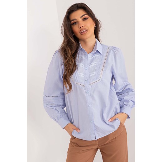 Koszula klasyczna z bufiastymi rękawami jasnoniebieska ze sklepu 5.10.15 w kategorii Koszule damskie - zdjęcie 172084225