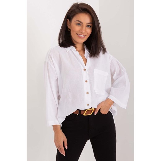 Casualowa koszula z dekoltem V biała ze sklepu 5.10.15 w kategorii Koszule damskie - zdjęcie 172084236