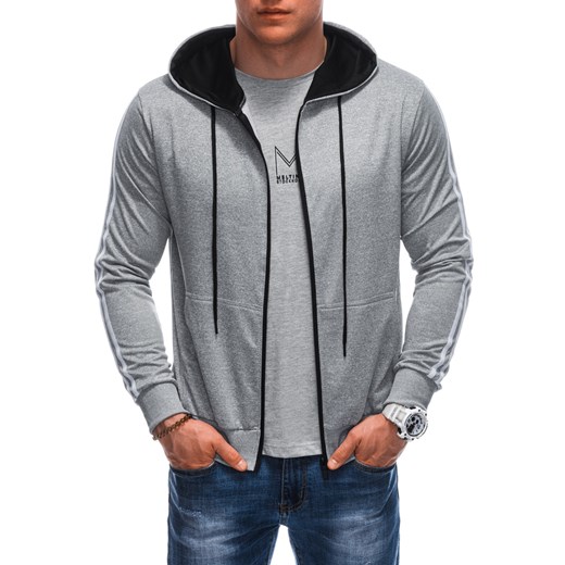 Bluza męska z kapturem 1670B - szara ze sklepu Edoti w kategorii Bluzy męskie - zdjęcie 172084839