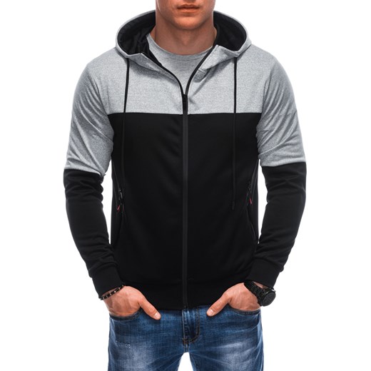 Bluza męska z kapturem 1671B - czarna ze sklepu Edoti w kategorii Bluzy męskie - zdjęcie 172084846