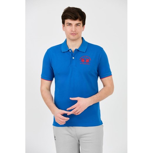 LA MARTINA Niebieskie polo z dużym logo, Wybierz rozmiar XXL ze sklepu outfit.pl w kategorii T-shirty męskie - zdjęcie 172087156