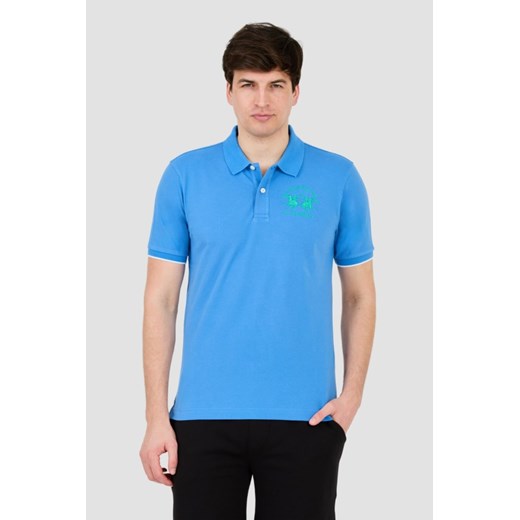 LA MARTINA Niebieskie polo z dużym logo, Wybierz rozmiar XXL ze sklepu outfit.pl w kategorii T-shirty męskie - zdjęcie 172087365