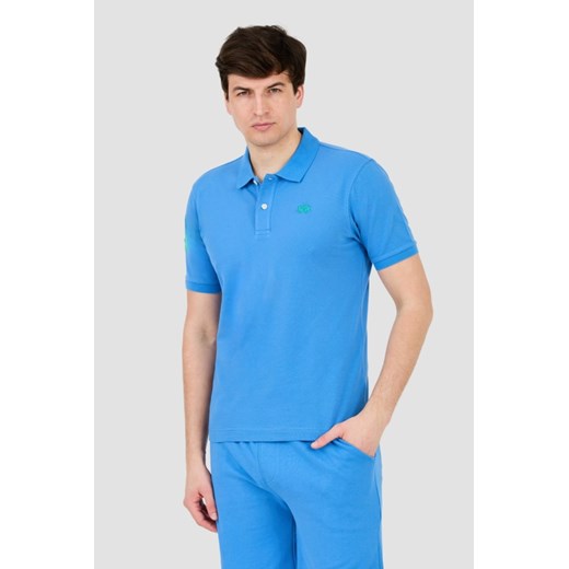 LA MARTINA Niebieskie polo z małym zielonym logo, Wybierz rozmiar XXL ze sklepu outfit.pl w kategorii T-shirty męskie - zdjęcie 172087466