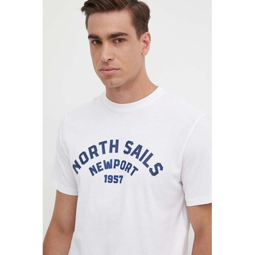 North Sails t-shirt bawełniany męski kolor biały z nadrukiem 692988 ze sklepu ANSWEAR.com w kategorii T-shirty męskie - zdjęcie 172089778