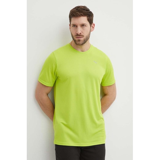 Puma t-shirt treningowy Performance kolor zielony gładki 520314 ze sklepu ANSWEAR.com w kategorii T-shirty męskie - zdjęcie 172089805