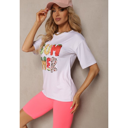 Różowy Komplet Dresowy Koszulka z Krótkim Rękawem Krótkie Kolarki Tiimawin Renee M promocyjna cena Renee odzież