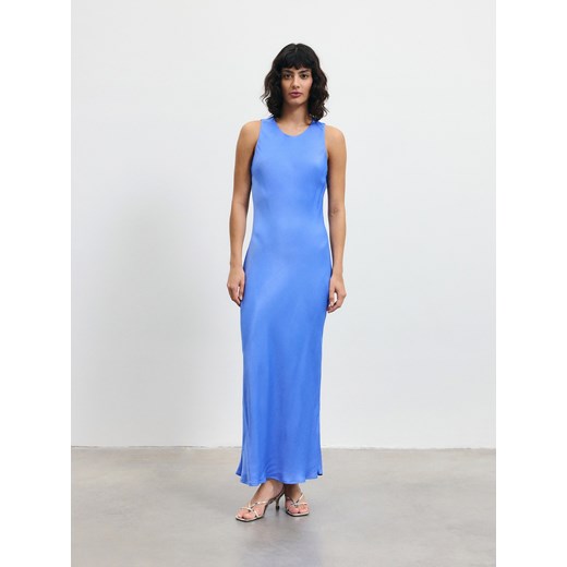 Reserved - Satynowa sukienka maxi z wiskozy - niebieski Reserved S Reserved
