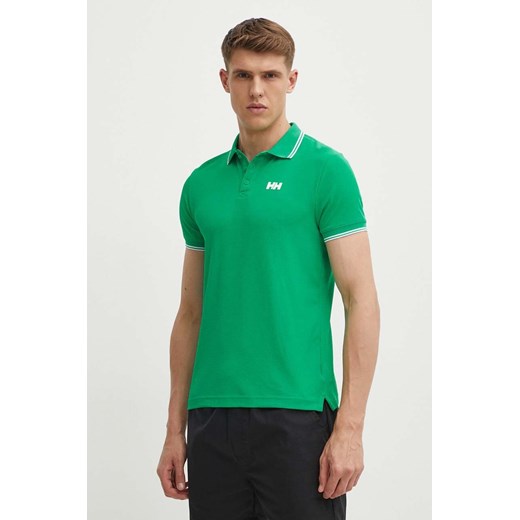Helly Hansen polo męski kolor zielony gładki ze sklepu ANSWEAR.com w kategorii T-shirty męskie - zdjęcie 172095385