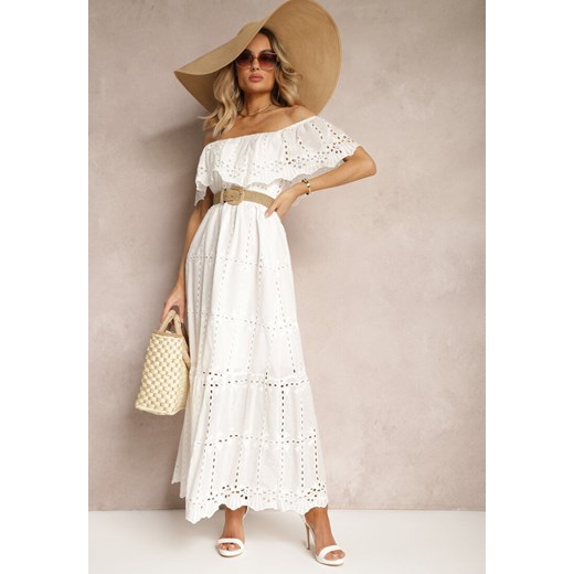 Biała Rozkloszowana Sukienka z Falbankami Typu Hiszpanka Vianelle ze sklepu Renee odzież w kategorii Sukienki - zdjęcie 172098738