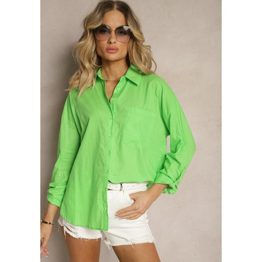 Zielona Bawełniana Koszula z Długim Rękawem i Guzikami Efique ze sklepu Renee odzież w kategorii Koszule damskie - zdjęcie 172099045