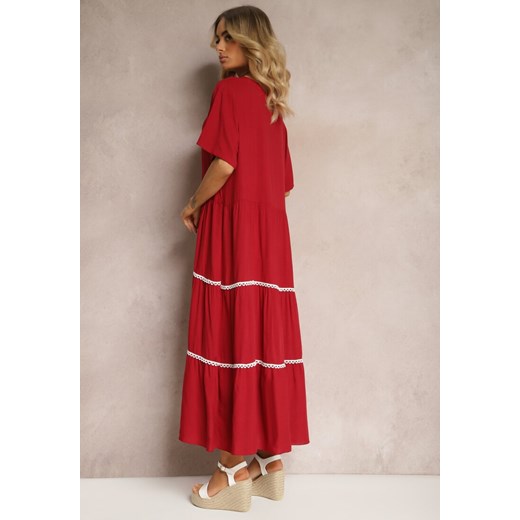 Czerwona Sukienka z Bawełny z Krótkim Rękawem Marolla Renee ONE SIZE Renee odzież promocja