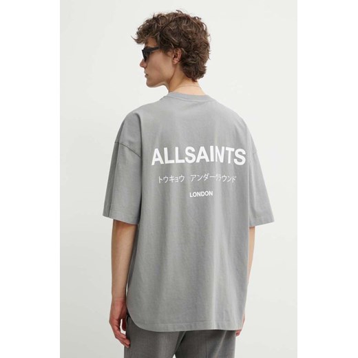 AllSaints t-shirt bawełniany UNDERGROUND SS CREW męski kolor szary z nadrukiem XL ANSWEAR.com