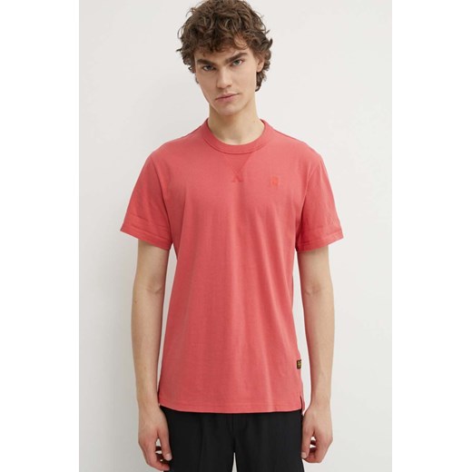 G-Star Raw t-shirt bawełniany męski kolor czerwony gładki ze sklepu ANSWEAR.com w kategorii T-shirty męskie - zdjęcie 172106449