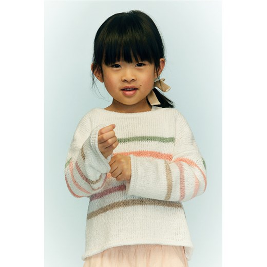 H & M - Sweter ze zrolowanymi brzegami - Biały ze sklepu H&M w kategorii Swetry dziewczęce - zdjęcie 172107919