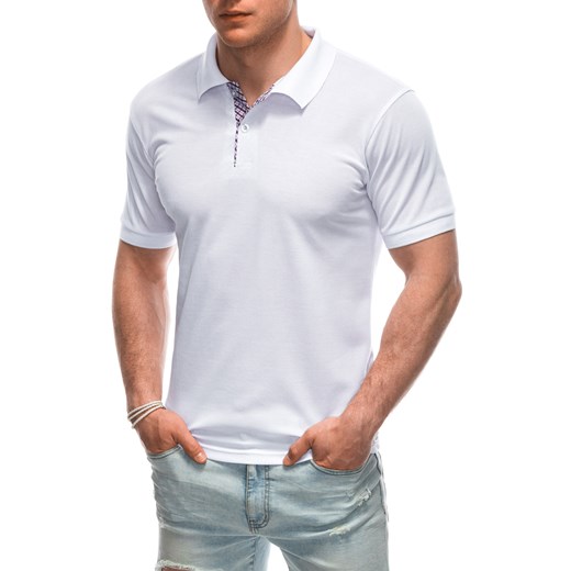 Koszulka męska Polo bez nadruku 1929S - biała ze sklepu Edoti w kategorii T-shirty męskie - zdjęcie 172108827