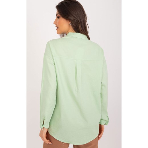 Pistacjowa koszula damska oversize BP-KS-1019.73, Kolor pistacjowy, Rozmiar S, FactoryPrice ze sklepu Primodo w kategorii Koszule damskie - zdjęcie 172108997