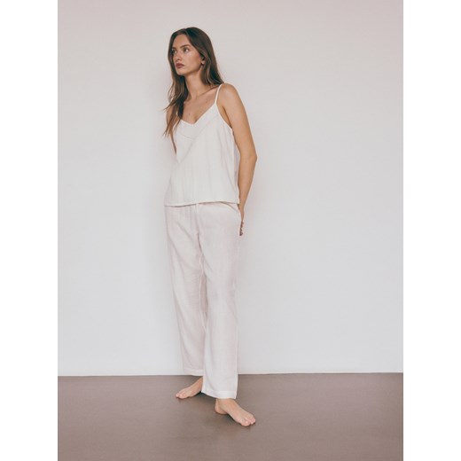 Reserved - Dwuczęściowa piżama - złamana biel Reserved M Reserved