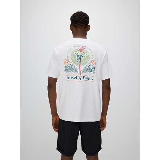 T-shirt męski biały Reserved z krótkimi rękawami