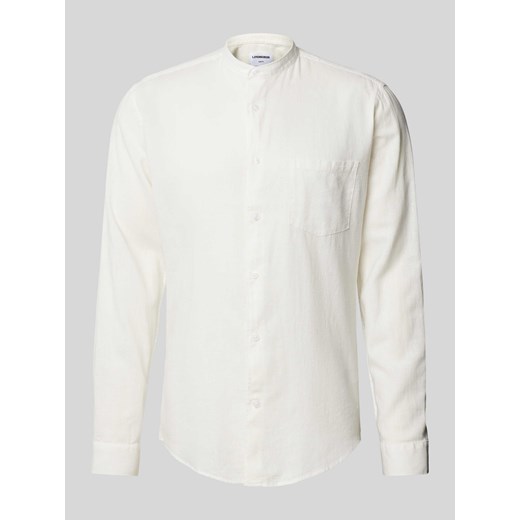Koszula lniana o kroju slim fit z tkanym wzorem ze sklepu Peek&Cloppenburg  w kategorii Koszule męskie - zdjęcie 172115497
