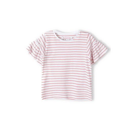 Biała koszulka w paski dla niemowlaka z falbankami ze sklepu 5.10.15 w kategorii Koszulki niemowlęce - zdjęcie 172115945