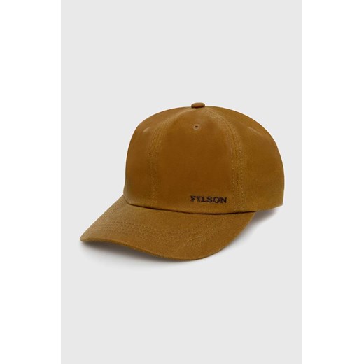 Filson czapka z daszkiem bawełniana Oil Tin Low Profile Logge kolor brązowy gładka FMACC0145 ze sklepu PRM w kategorii Czapki z daszkiem męskie - zdjęcie 172118826