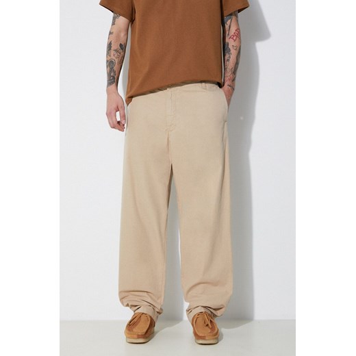 Carhartt WIP spodnie bawełniane Calder Pant kolor beżowy w fasonie chinos I033128.G1GD ze sklepu PRM w kategorii Spodnie męskie - zdjęcie 172119099