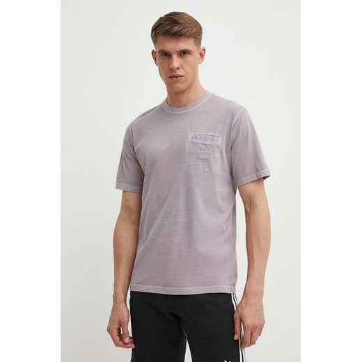 adidas Originals t-shirt bawełniany męski kolor fioletowy gładki IS1762 ze sklepu PRM w kategorii T-shirty męskie - zdjęcie 172119199