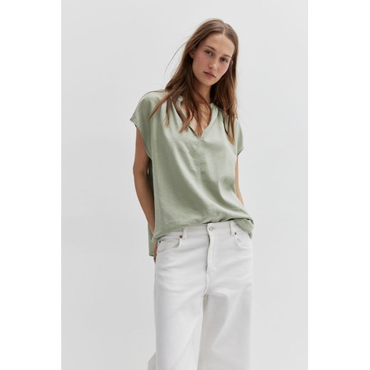 H & M - Bluzka z kapturkowym rękawem - Zielony ze sklepu H&M w kategorii Bluzki damskie - zdjęcie 172119255
