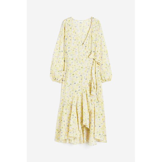 H & M - Długa sukienka kopertowa - Żółty H & M S H&M
