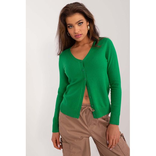 Rozpinany sweter damski zielony z dekoltem w serek ze sklepu 5.10.15 w kategorii Swetry damskie - zdjęcie 172122037