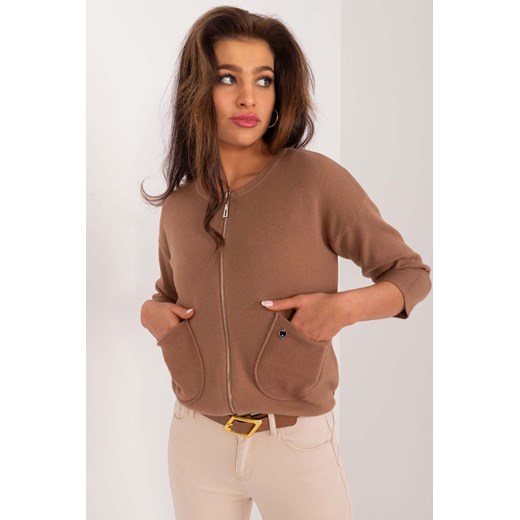 Rozpinany sweter z kieszeniami jasnobrązowy ze sklepu 5.10.15 w kategorii Swetry damskie - zdjęcie 172122069