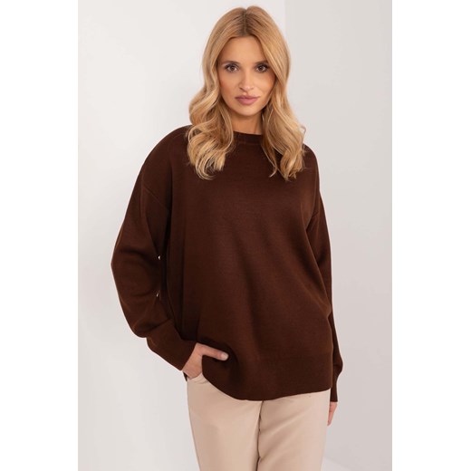 Sweter klasyczny o kroju oversize ciemnobrązowy ze sklepu 5.10.15 w kategorii Swetry damskie - zdjęcie 172122967