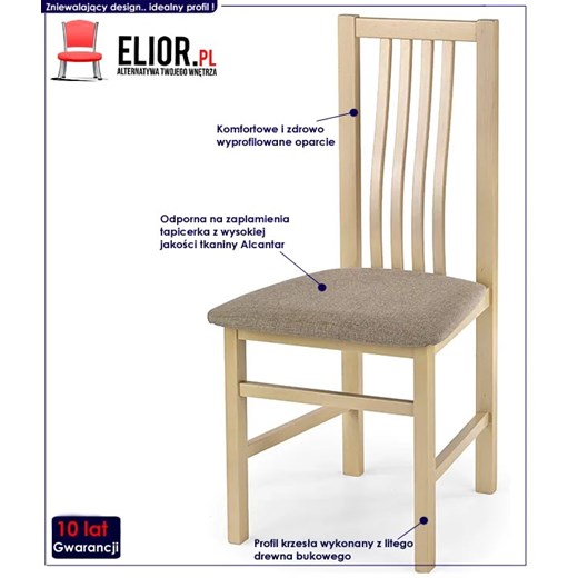 Drewniane krzesło patyczak Weston - dąb sonoma Elior One Size Edinos.pl