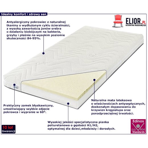 Dziecięcy materac lateksowy Remi Silver Active 2X - 15 rozmiarów Elior One Size Edinos.pl