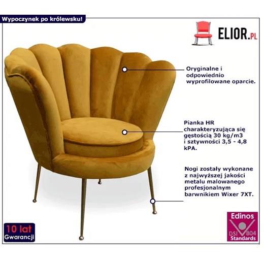 Fotel wypoczynkowy w stylu glamour - Beweris 40 kolorów Elior One Size Edinos.pl okazja