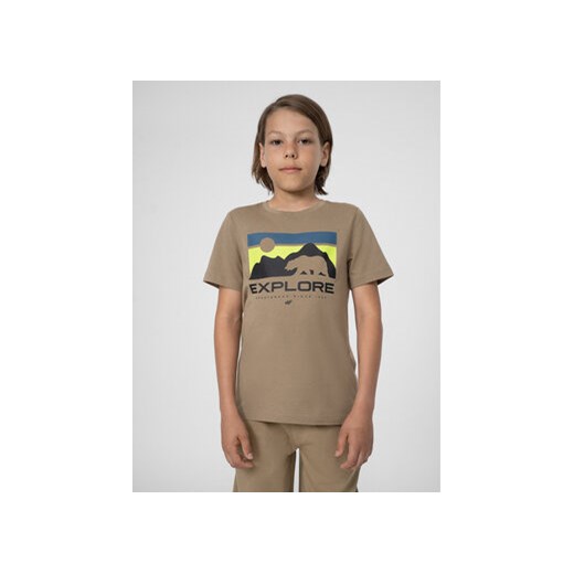 4F T-Shirt 4FJSS23TTSHM322 Beżowy Regular Fit ze sklepu MODIVO w kategorii T-shirty chłopięce - zdjęcie 172125525