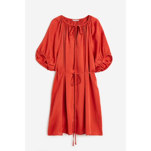 H & M - Satynowa sukienka z wiązaniem - Pomarańczowy ze sklepu H&M w kategorii Sukienki - zdjęcie 172126147