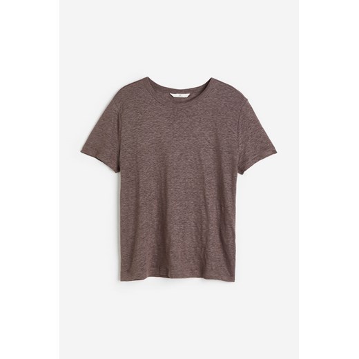 H & M - Lniany T-shirt - Brązowy ze sklepu H&M w kategorii Bluzki damskie - zdjęcie 172126148