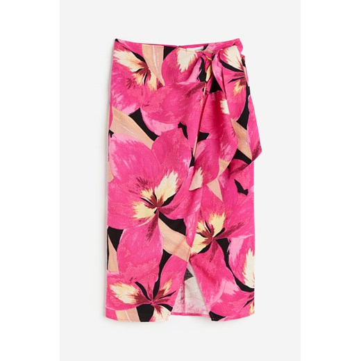 H & M - Kopertowa spódnica z domieszką lnu - Różowy H & M 36 H&M